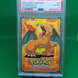 PSA 6 1999 Topps Pokemon Charizard #E6 Movie Edition Blue Label RARE Vintage - Image 1