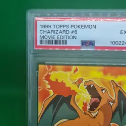 PSA 6 1999 Topps Pokemon Charizard #E6 Movie Edition Blue Label RARE Vintage - Image 3