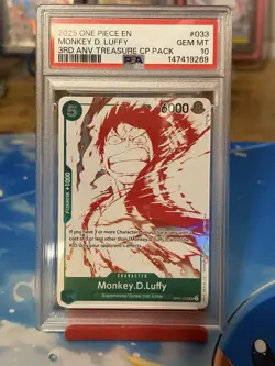 Bandai One Piece CCG Monkey D. Luffy OP07-033 PSA 10 Alt Art Foil Promo EN - Image 1
