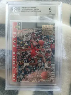 1992-93 Upper Deck International Italian Michael Jordan “In Your Face” #33 bgs 9 - Image 1