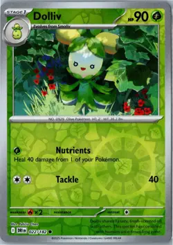Pokemon Card - Dolliv 022/182 - Destined Rivals - Common Reverse Holo - NM - Image 1