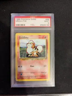 Growlithe 28/102 Base Set Uncommon Pokemon Card 1999 Unlimited PSA 9 MINT - Image 1