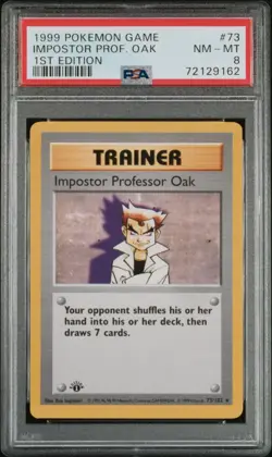 Pokemon Impostor Professor Oak Base Set Shadowless 1st Edition Rare #73 PSA 8 - Image 1