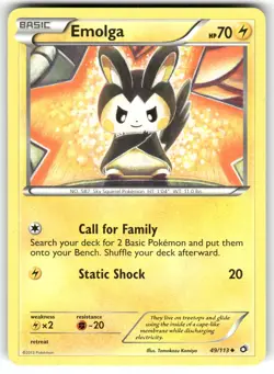 Emolga 49/113 Uncommon Legendary Treasures Pokemon Moderately Played - Image 1