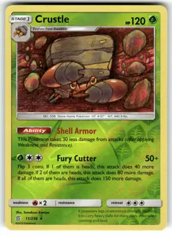 Crustle 11/236 Rare Unified Minds Pokemon Reverse Holo Heavily Played - Image 1