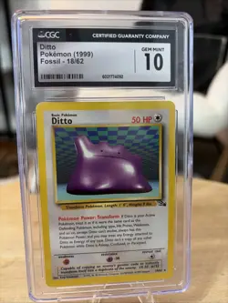 CGC 10 1999 Pokemon Fossil - 18/62 Ditto - Gem Mint - Image 1