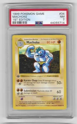 Machoke 34/102 1st Edition Game Pokemon PSA 7 - Image 1