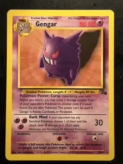 Pokemon Gengar TCG Card 20/62 Fossil Rare Non-Holo Unlimited - Image 1