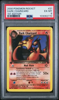 2000 POKEMON ROCKET 1ST ED #21 DARK CHARIZARD PSA 6 - Image 1