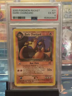 Pokemon TCG Dark Charizard 21/82 Non-Holo Rare Team Rocket 2000 Psa 6 - Image 2