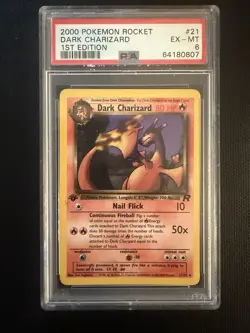 2000 Pokemon Team Rocket Dark Charizard 1st Edition PSA EX-MT 6 #21 Non-Holo - Image 1