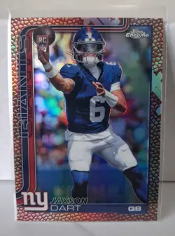 Jaxson Dart 2025 Topps Chrome Football Leather Football Refractor Rookie Card SP - Image 1