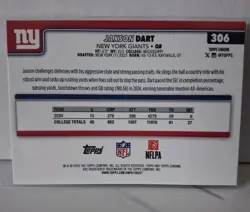Jaxson Dart 2025 Topps Chrome Football Leather Football Refractor Rookie Card SP - Image 2