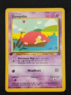 1st Edition Slowpoke 67/82 Team Rocket Pokemon Card WOTC TCG 2000 Non Holo - Image 1
