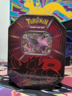Pokemon TCG Team Rocket Tin – Team Rocket’s Nidoking ex – Factory Sealed 4 packs - Image 1