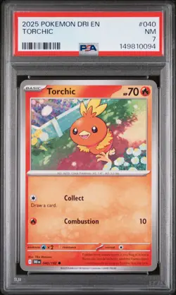 2025 POKEMON DRI EN-DESTINED RIVALS #040 TORCHIC PSA 7 - Image 1