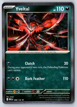 Yveltal 088/132 Rare Mega Evolution Pokemon Holo Near Mint - Image 1