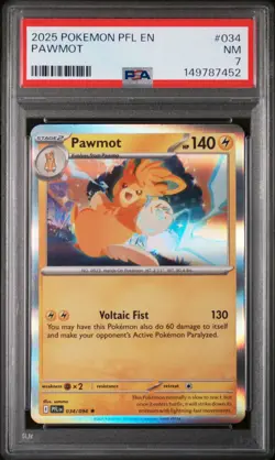 2025 POKEMON PFL EN-PHANTASMAL FLAMES #034 PAWMOT PSA 7 - Image 1
