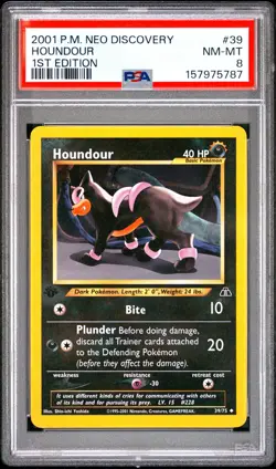 2001 POKEMON NEO DISCOVERY 1ST EDITION #39 HOUNDOUR PSA 8 - Image 1