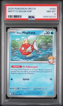 2025 POKEMON DRI EN-DESTINED RIVALS #048 MISTY'S MAGIKARP PSA 8 - Image 1