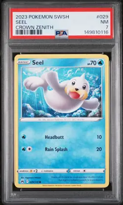 2023 POKEMON SWORD & SHIELD CROWN ZENITH #029 SEEL PSA 7 - Image 1