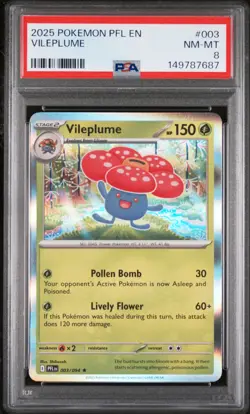 2025 POKEMON PFL EN-PHANTASMAL FLAMES #003 VILEPLUME PSA 8 - Image 1