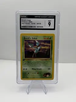 CGC 9 Brock's Zubat Gym Heroes 1st Edition 24/132 Pokemon Card - Image 1