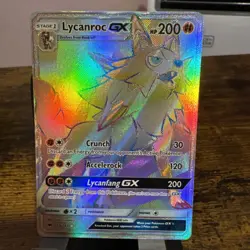 Pokemon TCG Lycanroc GX Rainbow Secret Rare Card Burning Shadows 155/147 - Image 1