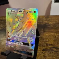 Pokemon TCG Lycanroc GX Rainbow Secret Rare Card Burning Shadows 155/147 - Image 2