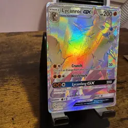 Pokemon TCG Lycanroc GX Rainbow Secret Rare Card Burning Shadows 155/147 - Image 3