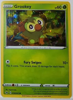 HD Swirl 🌀 Grookey 010/202 Cosmos Holo Rare Pokemon TCG Promo - Image 2