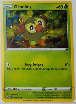 HD Swirl 🌀 Grookey 010/202 Cosmos Holo Rare Pokemon TCG Promo - Image 3