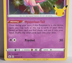 Mew 011/025 Pokemon Celebrations 25th Anniversary Holo Rare Pikachu Stamped NM - Image 3