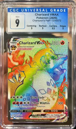 Pokemon Champions Path Charizard Vmax Secret Rare Rainbow Holo 074/073 CGC 9 - Image 1