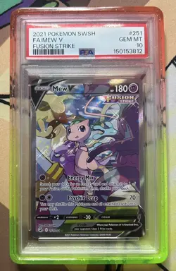 2021 Pokemon SWSH Fusion Strike Mew V #251/264 PSA 10 GEM MINT - Image 1