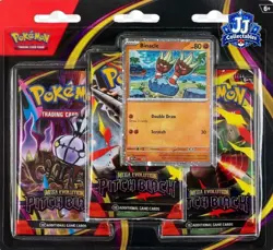 New/Factory Sealed Pokemon TCG Mega Evolution Pitch Black 3 Pack Blister - Image 1