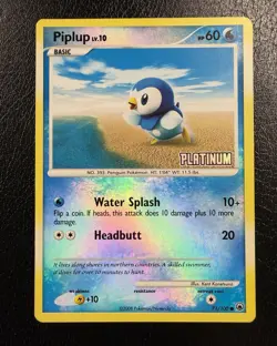 Pokemon TCG Piplup 71/100 Burger King Promos Platinum Reverse Holo Stamped LP - Image 1