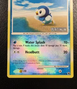 Pokemon TCG Piplup 71/100 Burger King Promos Platinum Reverse Holo Stamped LP - Image 3