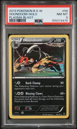 2013 POKEMON B&W PLASMA BLAST #56 HOUNDOOM-HOLO PSA 8 - Image 1