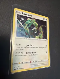 2020 Pokemon Rayquaza Sworld & Shield Black Star Promo Cosmos Holo SWSH029 LP - Image 3