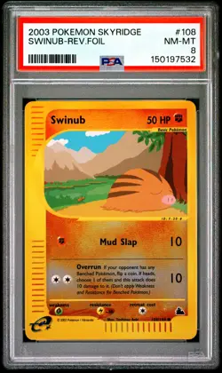 2003 POKEMON SKYRIDGE #108 SWINUB-REVERSE FOIL PSA 8 - Image 1