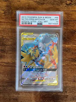 2019 Pokemon Hidden Fates Moltres Zapdos Articuno GX 66/68 EN Tag Team PSA 10 - Image 2