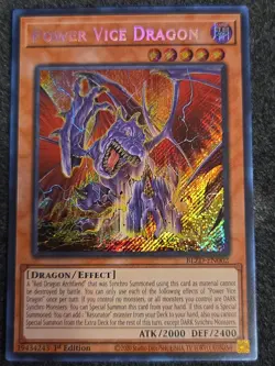 Konami Yugioh Power Vice Dragon Effect Foil Secret Rare 1st Edition BLZD-EN002 - Image 1