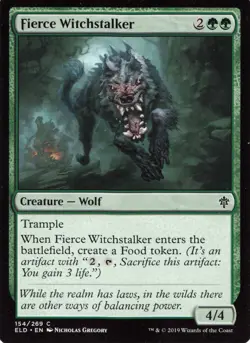 MTG 2019 Fierce Witchstalker #154/269 Throne of Eldraine Wolf Card - Image 1