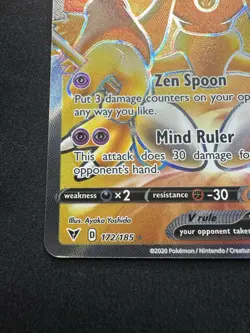 Alakazam V Vivid Voltage 172/185 Full Art Holo Ultra Rare Pokemon TCG Cards NM - Image 4