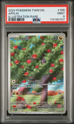 PSA 9 Applin 185 Twilight Masquerade Pokemon Card Illustration Rare - Image 1
