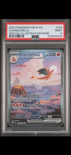 2023 POKEMON MEW EN-151 SPECIAL ILLUSTRATION RARE #199 CHARIZARD EX PSA 9 MINT - Image 1