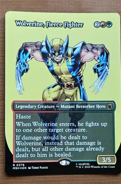 Wolverine, Fierce Fighter (Borderless) Foil Marvel,Magic the Gathering,MTG *NEW* - Image 1