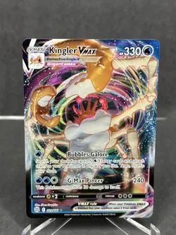 2022 POKEMON KINGLER VMAX #029 BRILLIANT STARS FULL ART ULTRA RARE HOLO RAW NM - Image 1