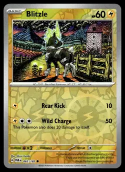 Blitzle 062/182 Common Paradox Rift Pokemon Reverse Holo Near Mint - Image 1